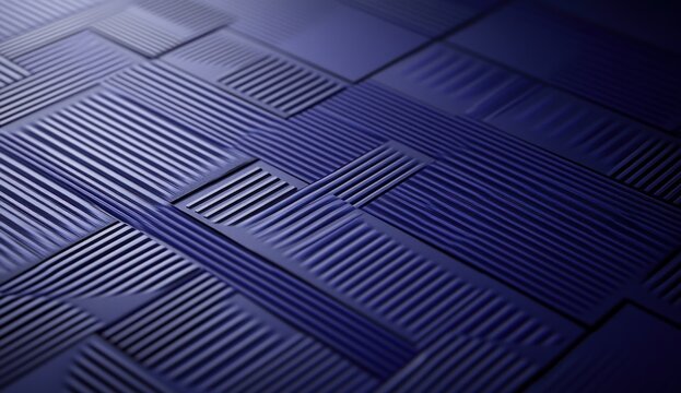 Abstract dark blue textured background with parallel lines and geometric patterns.