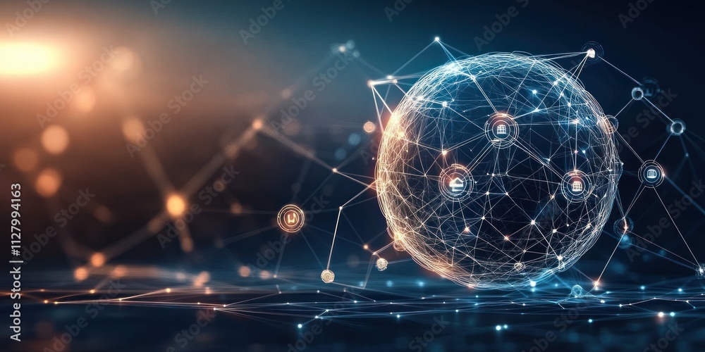 Wall mural future communication network visualisation digital connection technology