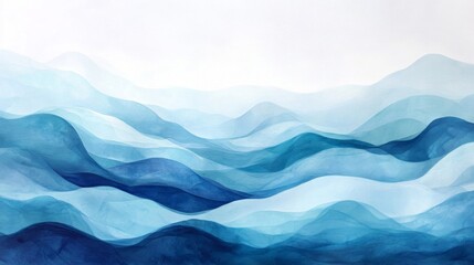 Abstract Watercolor Painting Of Blue Mountains