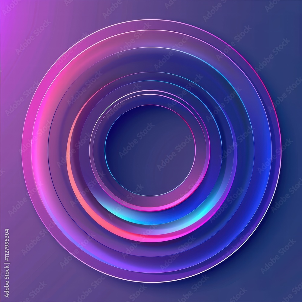 Poster vibrant abstract circular pattern with colorful gradient background
