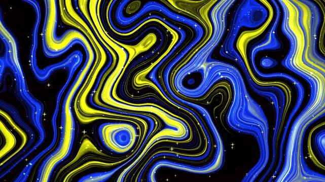Cosmic art background with abstract swirling blue yellow patterns resemble a cosmic galaxy. Suitable for backgrounds, digital art projects, spacethemed designs, and modern artwork, 4K Background