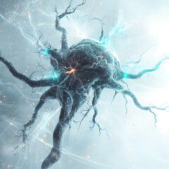 Highlighted Nerve Cell Structure in Detail