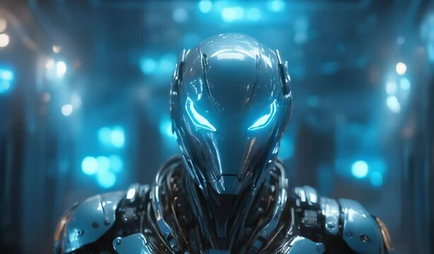 "Futuristic Robot in a High-Tech Environment"