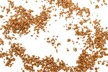 Instant coffee beans on white background