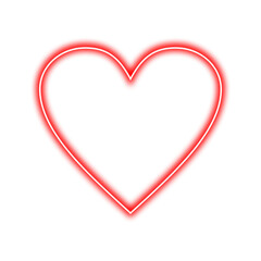 red heart glowing neon light