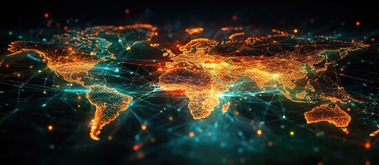 Global network connection, digital world map. (1)