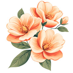 Beautiful orange flowers with transparent background 