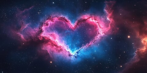 cosmic heart nebula vibrant colors pink blue stars space love romance galaxy astronomy night