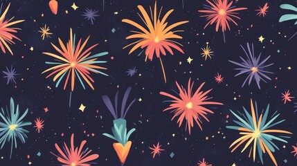 cute, cartoon style firework pattern.