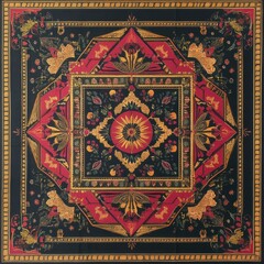 Intricate Vintage Pattern with Floral and Geometric Designs