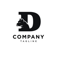 Letter D French Bulldog Logo Icon Vector