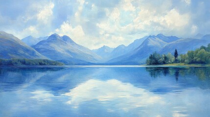 Serene Mountain Lake Reflecting Cloudscape