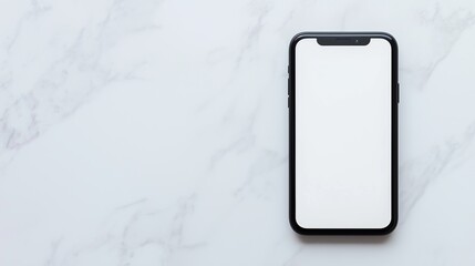 Showcasing a minimalist smartphone on a marble surface lifestyle photography contemporary design flat lay view