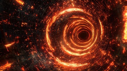 Glowing Spiral Tunnel with Fiery Colors and Dark Center