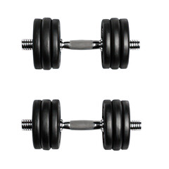 Fototapeta premium Pair of Dumbbells on Black Background