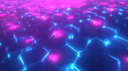 Obraz premium Vibrant cyber grid background with glowing hexagonal patterns