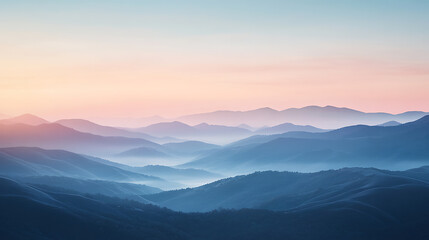 Obraz premium serene mountain landscape at dawn with soft pastel colors