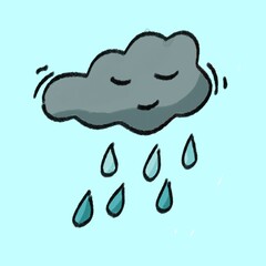 clouds with raindrops aesthetics cutes illustration