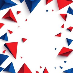 Obraz premium Abstract red and blue 3D triangle frame on white.