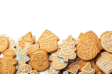 PNG, Christmas cookies, a set of cookies of different shapes, isolated on a white background.