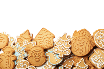 PNG, Christmas cookies, a set of cookies of different shapes, isolated on a white background.