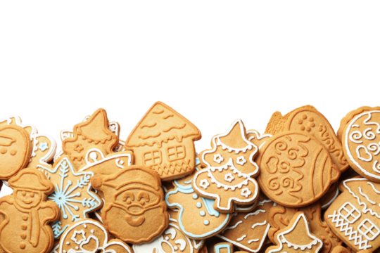 PNG, Christmas cookies, a set of cookies of different shapes, isolated on a white background.