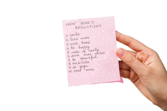 PNG, new year's resolutions, notebook with new year's decor, isolated on white background.