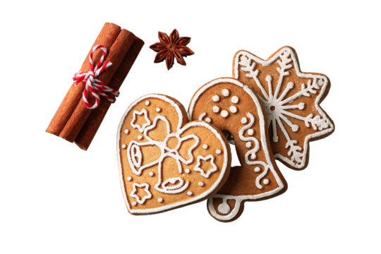 PNG, Christmas cookies, a set of cookies of different shapes, isolated on a white background.