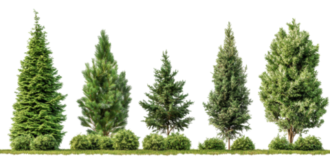 Lush green trees on mockup with transparency png for creative projects