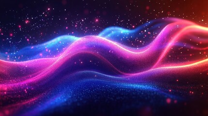 Abstract Flowing Waves with Neon Colors and Dynamic Patterns