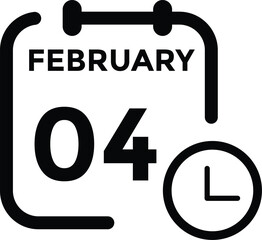 February 4 on calendar icon vector. Calendar vector icon. Deadline. Date. 
