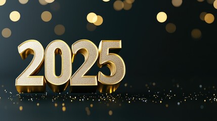 Celebrating new year 2025 countdown event with golden decorations indoor party atmosphere festive vibe close-up view