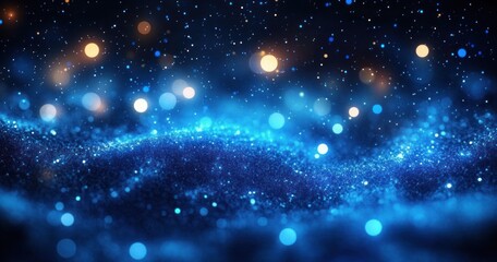 Obraz premium Shimmering Blue Bokeh Lights with Ethereal Glow and Dreamy Depth