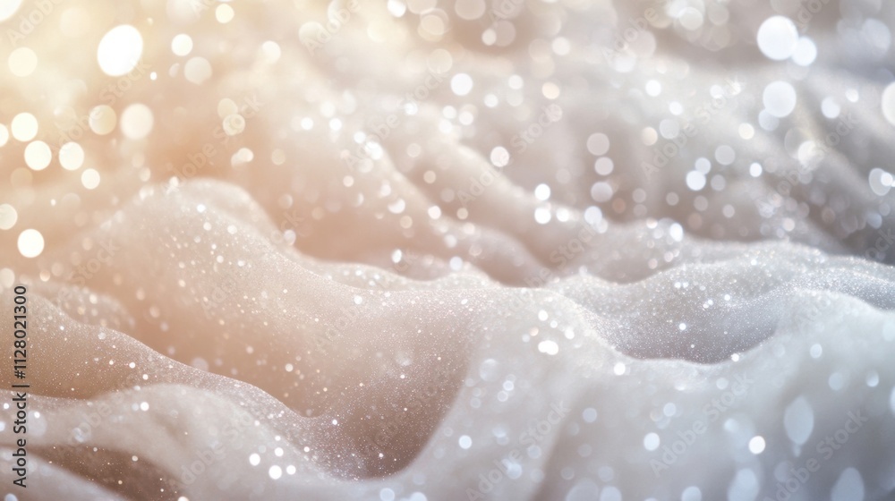 Wall mural an abstract wave texture in white showcases delicate sparkles, creating a shimmering effect that evo