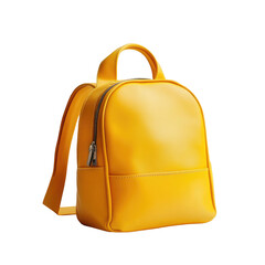 A minimalist, cute, plain yellow backpack, isolated on a  transparent PNG white background