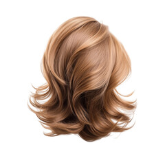 Elegant brown wavy hair mockup on with transparency png file for creative projects