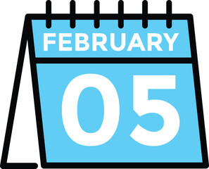 February 5 on calendar icon vector. Calendar vector icon. Deadline. Date. 