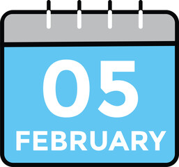 February 5 on calendar icon vector. Calendar vector icon. Deadline. Date. 