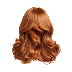 Fototapeta premium Elegant long copper hair on mockup png with transparency for stylish design concepts
