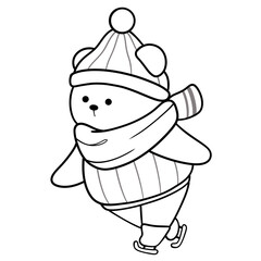 Winter Polar Bear Doodle Drawing