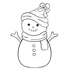 Black and White Snowman Doodle Illustration