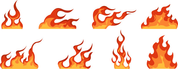 fire flames icons. Monochrome burn heat elements, hot campfire pictogram. Doodle devil decent vector symbols © wahab
