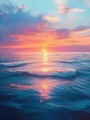 Obraz premium Sunset Over the Ocean Serene Summer Evening
