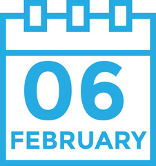 calendar - February 6 icon illustration isolated vector sign symbol
