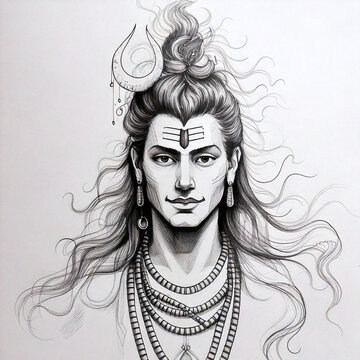 Black and White Portrait of Lord Shiva