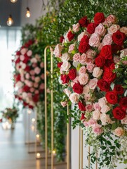 Fototapeta premium Wall with blooming flowers