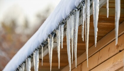 Icicles found under the eaves in the cold winter.