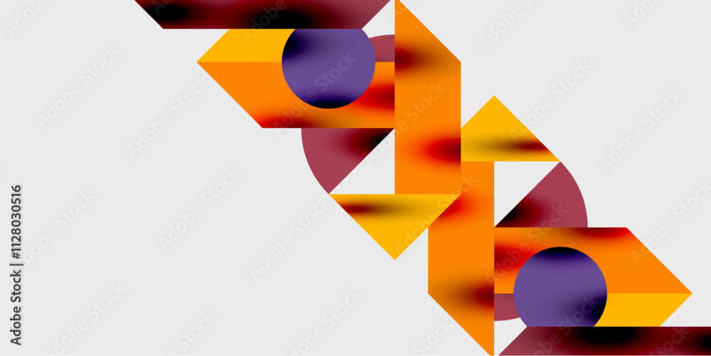 Poster modern abstract background featuring circles, lines, and triangles in a dynamic geometric compositio
