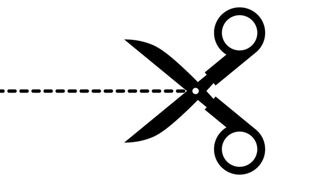 Tear Here, Cut Here, Scissor Cutting Dashed Line 4K Animation Motion Graphics Video Footage with No background