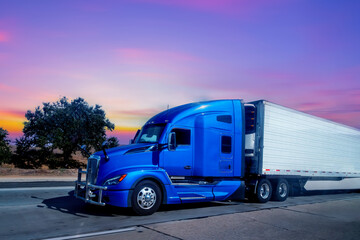 Semi Truck on Highway, Trucking in USA